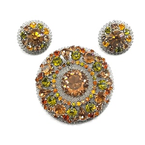 Vintage Österreichische Strass Brosche und Ohrring Set