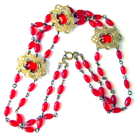 Antique Art Nouveau Beaded Necklace - image 4