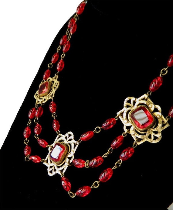 Antique Art Nouveau Beaded Necklace - image 1