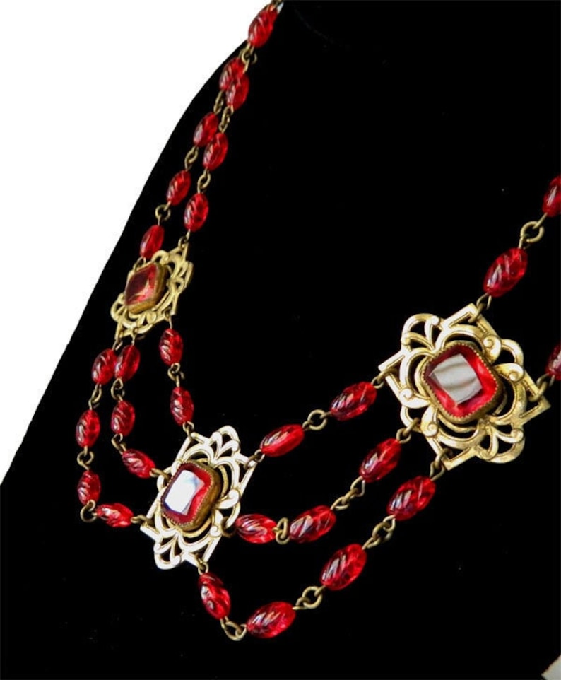 Antique Art Nouveau Beaded Necklace image 1