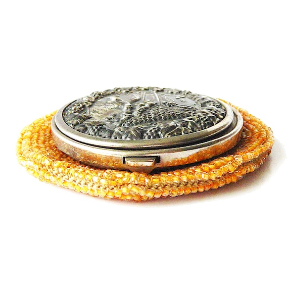 Antique Victorian Beaded Coin Purse with Repoussé… - image 2