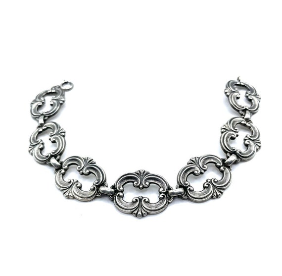 Vintage Art Nouveau Sterling Silver Bracelet - image 3