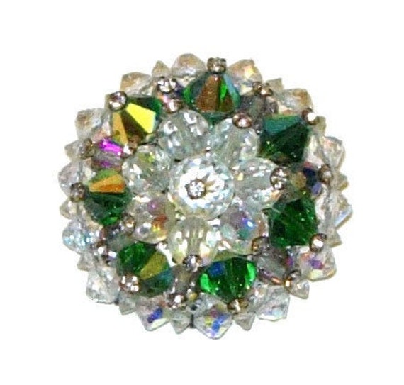 Vintage 1950s Bicone Aurora Borealis Crystal Rhin… - image 1