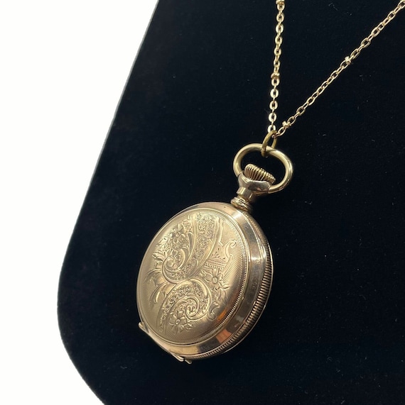 Antique Pocket Watch Case Locket Pendant Necklace