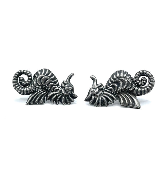 1940s Sterling Seahorse Vintage Earrings Mexican … - image 10