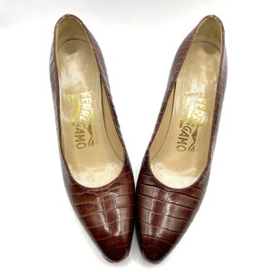 Size 5A Ferragamo Vintage 1980s Shoes Alligator Grained image 9