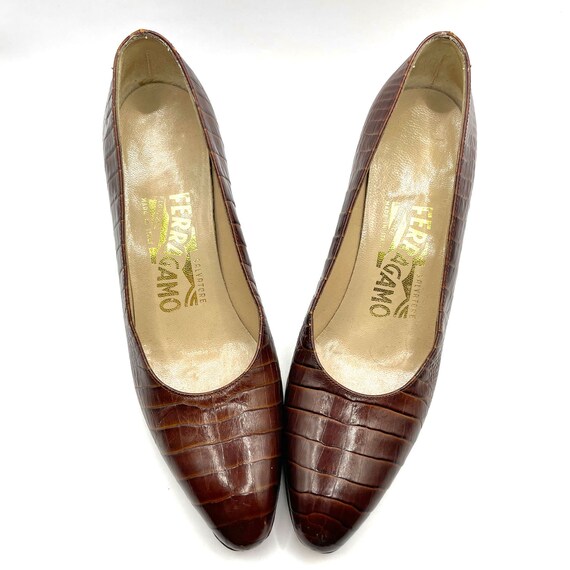 Size 5A Ferragamo Vintage 1980s Shoes Alligator Grained - Etsy
