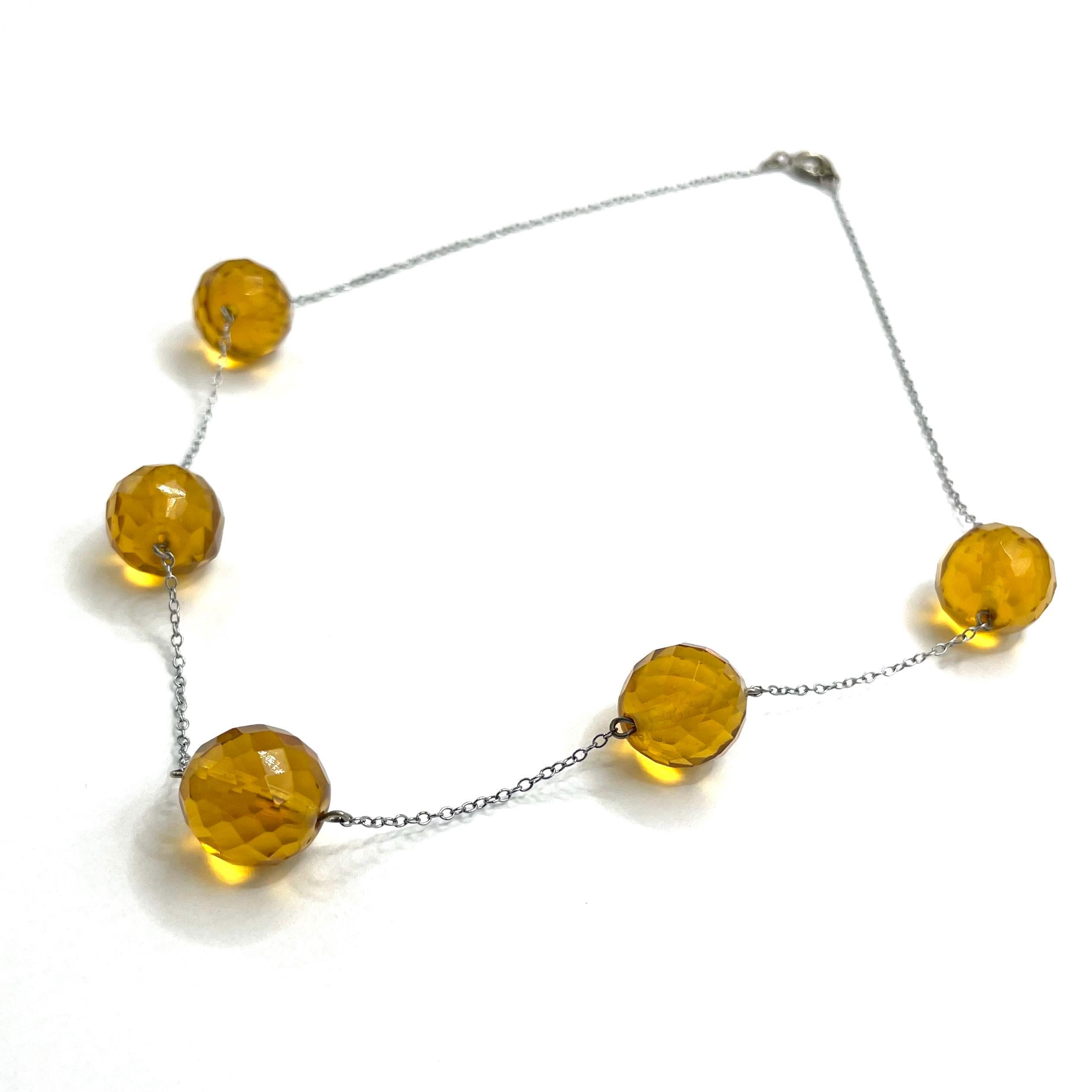 Vintage 1920s Amber Glass Pools of Light Style Necklace - Etsy