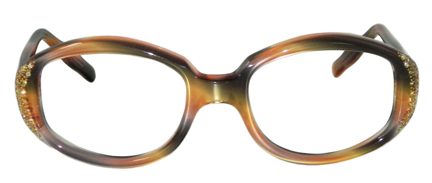 Vintage Eyeglasses Round Rhinestone Crystal-Studded  Plastic Retro 1960\'s Amazon.com: Vintage Cat Eye Crystal Bling Reading Glasses  main image 3