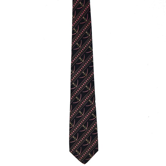 Vintage 1950s Pink and Black Silk Tie - image 2