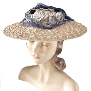 Vintage 1950s White Straw Hat