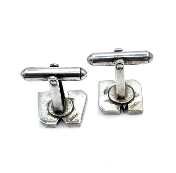 Vintage 1950s Sterling Silver Cufflinks W M Initi… - image 3