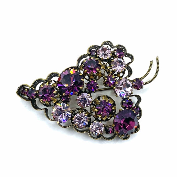 Vintage Austrian Crystal Grapes Brooch - image 2