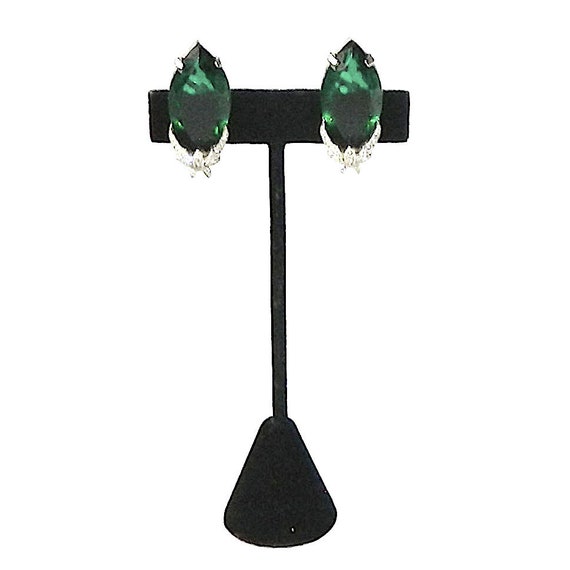 Vintage Bellini Green Rhinestone Earrings - image 8
