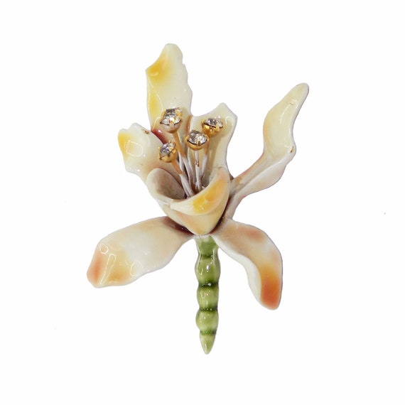 Vintage 1960s Har Iris Flower Brooch - image 1