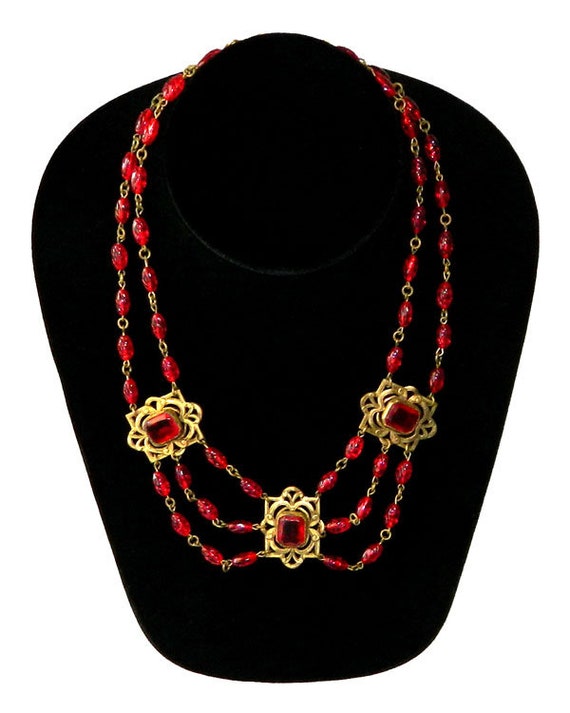 Antique Art Nouveau Beaded Necklace - image 2