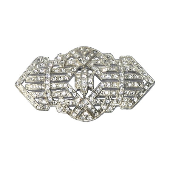 Vintage 1930s Art Deco Rhinestone Brooch - image 5