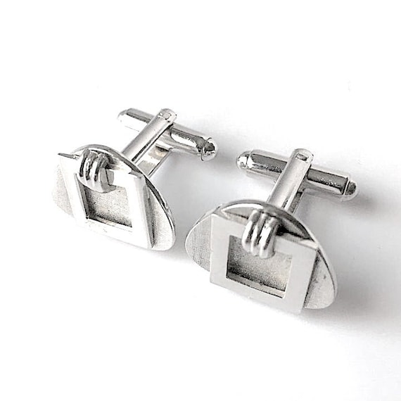 Vintage 1950s Silver Cufflinks MCM - image 3