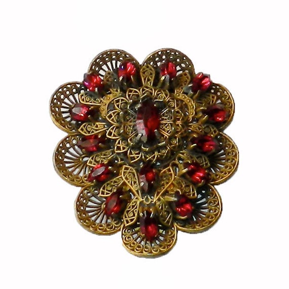 Vintage 1930s Red Rhinestone Dress Clip