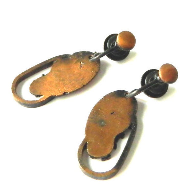 Vintage 1950s Copper Mid Century Modern Drop Earrings image 6