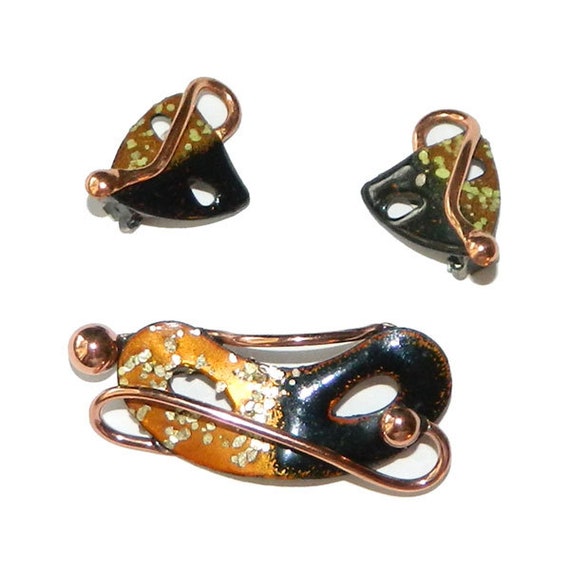 Vintage 1950s Matisse Enameled Copper Mardi Gras … - image 1