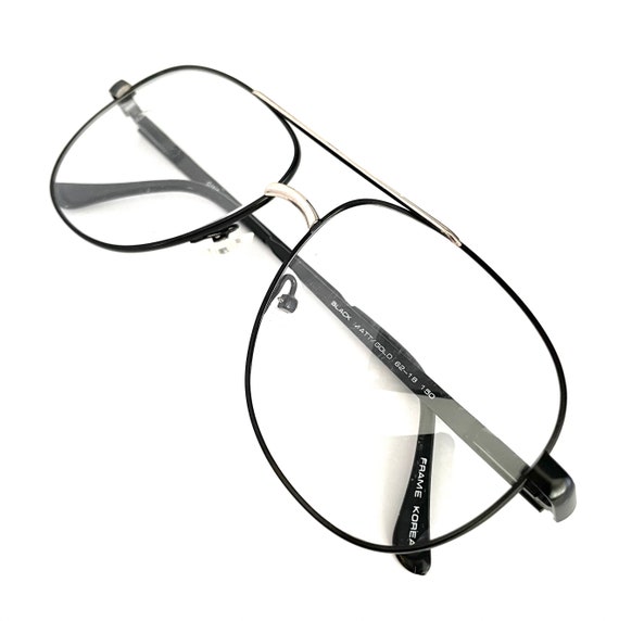 Vintage 1980s Black Aviator Style Eyeglasses Neve… - image 4