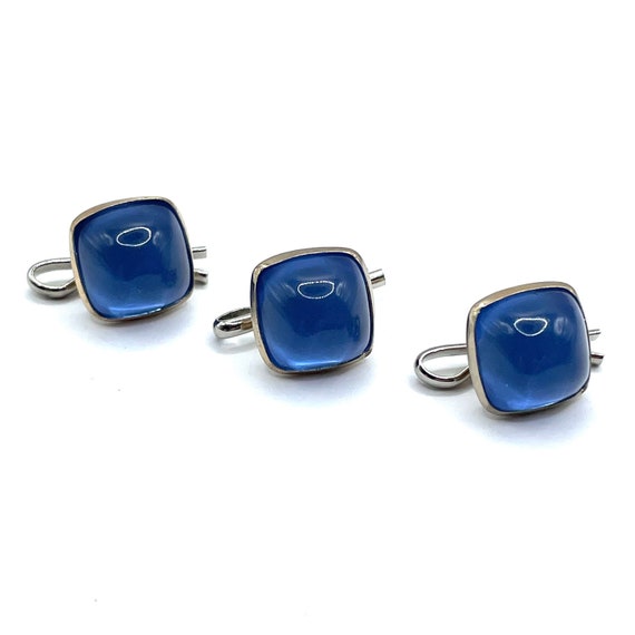 Vintage Blue Cabochon Tuxedo Shirt Stud Set - image 1