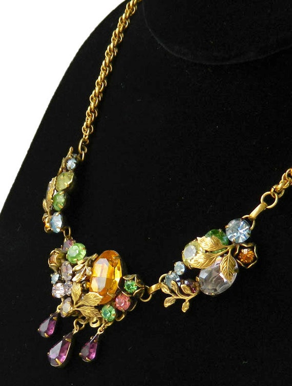 Vintage 1950s Multi Color Rhinestone Necklace - image 5