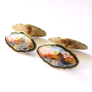 Vintage Enameled Norwegian Sterling Silver Cuff Links Kristian Hestenes image 4