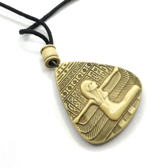 Vintage Celluloid Egyptian Pendant Necklace - image 6