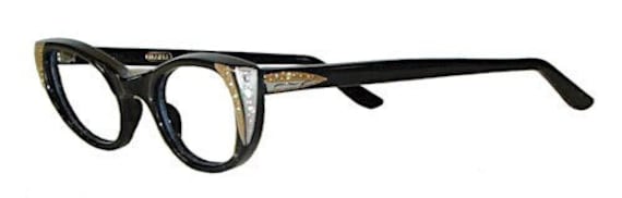 Vintage 1950s Eyeglasses Rhinestone Cat Eye Never… - image 1