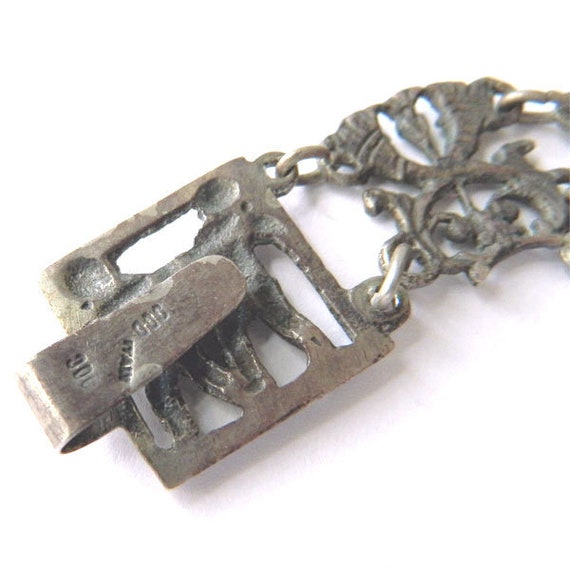 Antique Italian Sterling Silver Bracelet with Che… - image 6