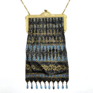 Vintage 1920s Mandalian Enameled Mesh Handbag