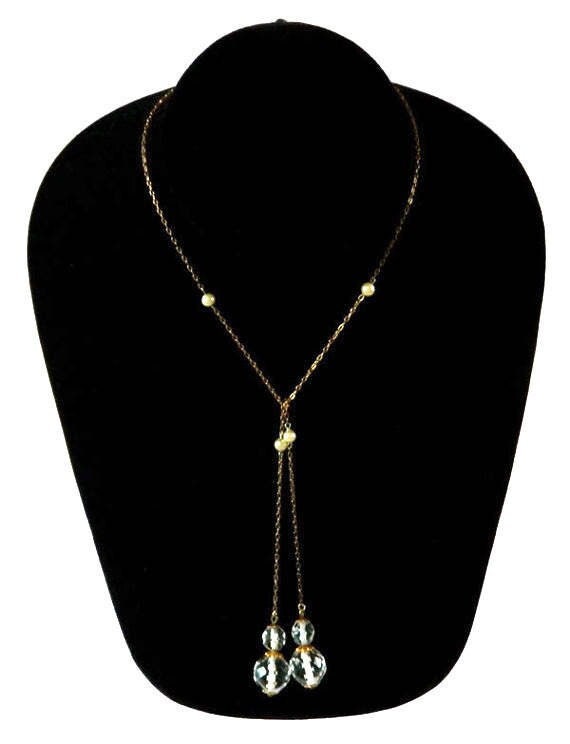 Antique 1920s Crystal Lariat Pendant Necklace - image 2