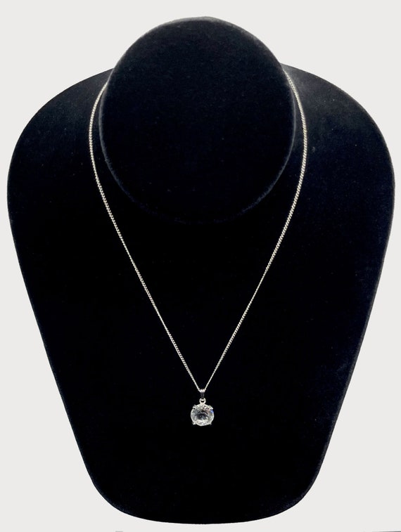 Vintage Solitaire Crystal Pendant Necklace - image 4