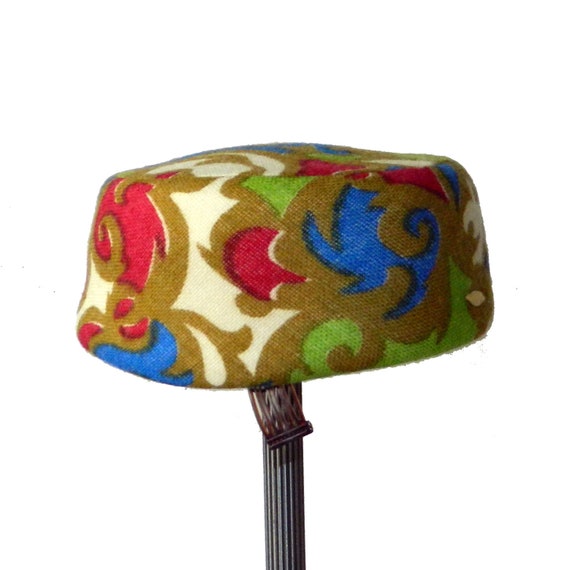 Vintage 1960's Colorful Pill Box Hat