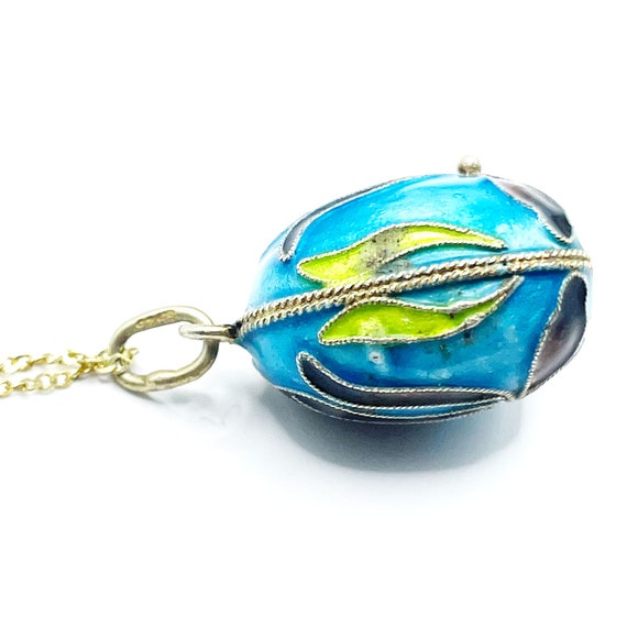 Vintage Sterling Enameled Pendant Necklace - image 5