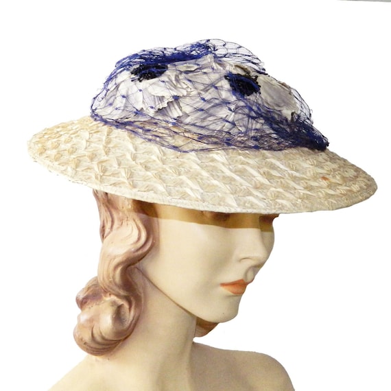 Vintage 1950s Straw Sun Hat
