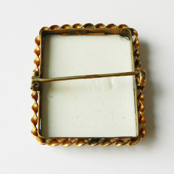 Antique Ceramic Cameo Brooch - image 3