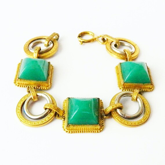 Antique 1920s Art Deco Circles and Squares Bracel… - image 6