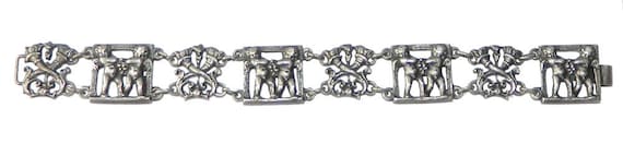 Antique Italian Sterling Silver Bracelet with Che… - image 5