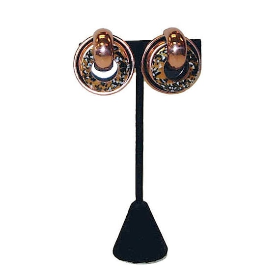 Vintage 1950s Matisse Enameled Copper Earrings Re… - image 1