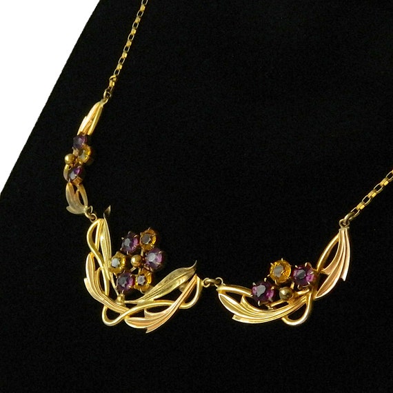 Vintage 1940s Gold Filled Art Nouveau Necklace - image 1