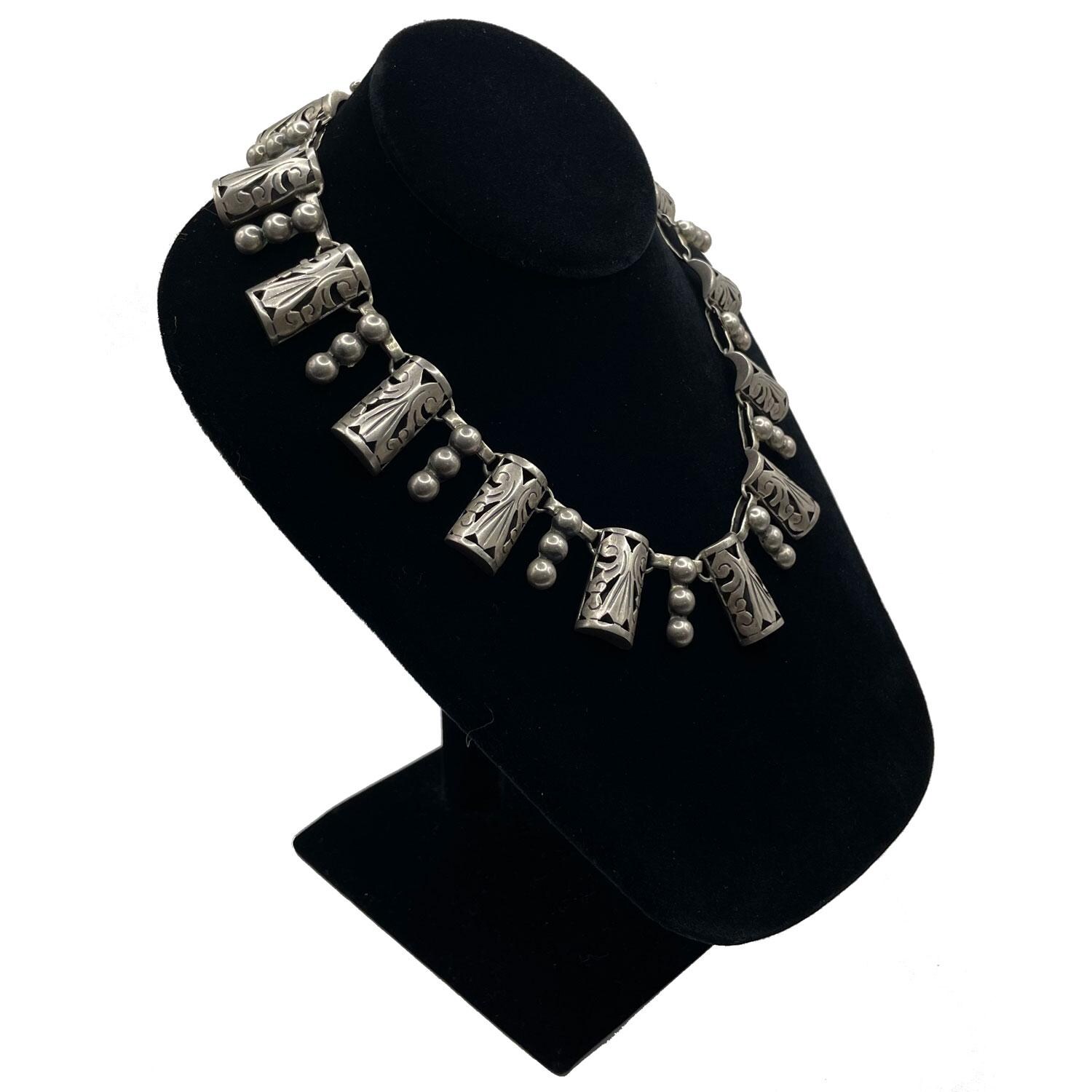 アクセサリー antique vintage old silver indian mexico Vintage 1950s Mexican Sterling Silver Necklace Earrings and