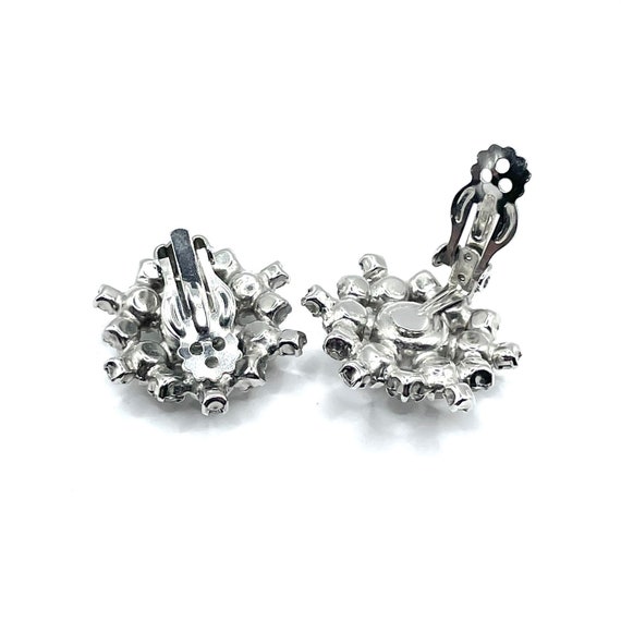 Vintage 1950s Snowflake Rhinestone Earrings - image 3