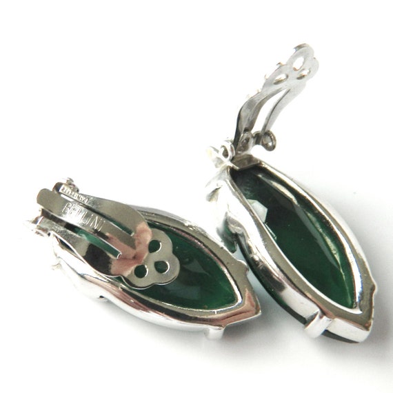 Vintage Bellini Green Rhinestone Earrings - image 5