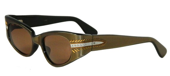 Vintage 1950s Rhinestone Cat Eye Eyeglasses Sungla