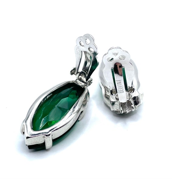 Vintage Bellini Green Rhinestone Earrings - image 7