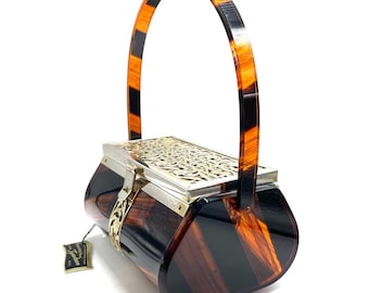 Unused With Tag 1950s Tortoiseshell Lucite Box Purse - Etsy