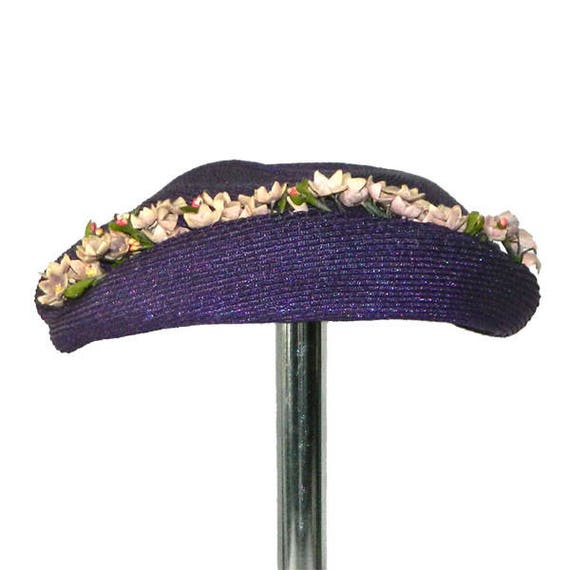 Vintage Purple Straw Hat